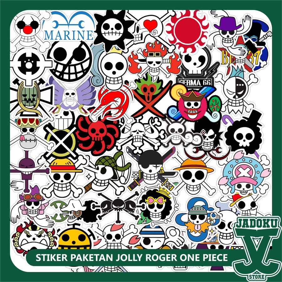 

Sticker stiker Anime Jolly Roger Logo One Piece paketan