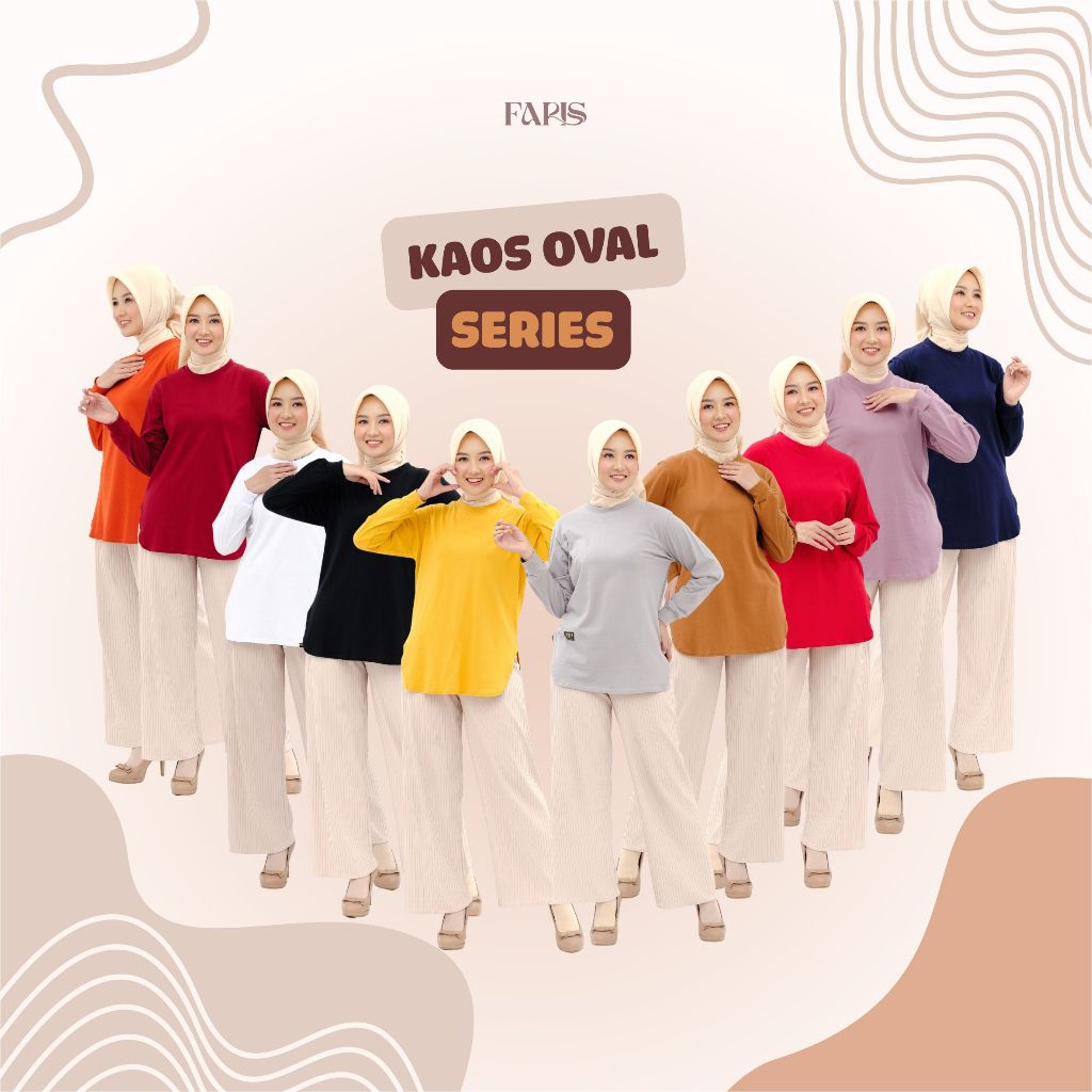 FARIS - Kaos Atasan Wanita Oval Polos Tangan Panjang