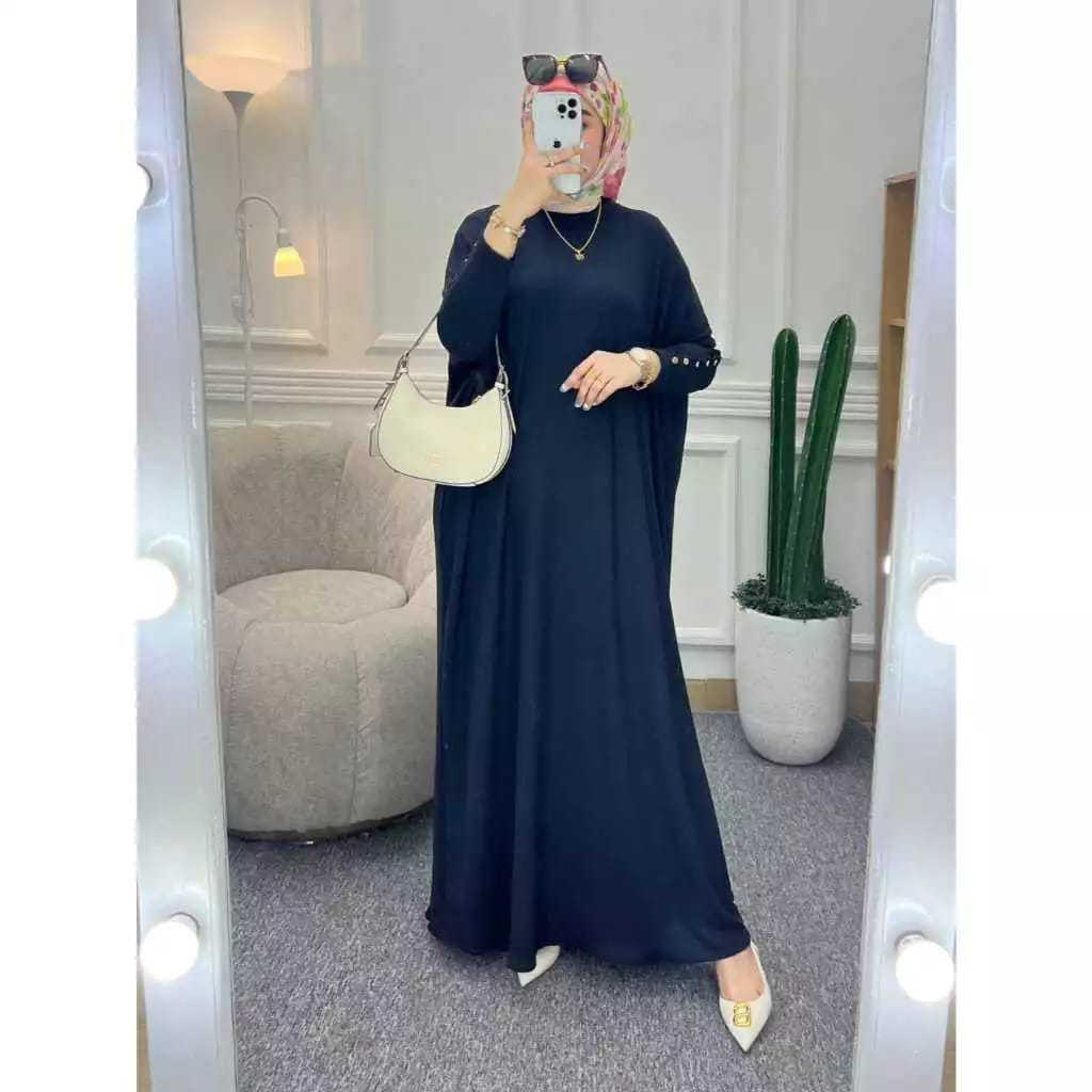 GAMIS MUSLIM WANITA KAOS KNIT RAJUT IMPORT BATWING INARA POLOS TERBARU