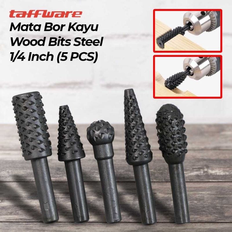 Mata Bor Kayu Wood Bits Steel 1/4 Inch / Mata Bor Gerinda Kikir Ukir Kerok Kayu