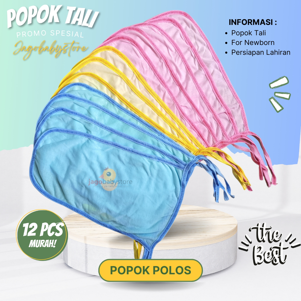 1 Lusin/ 12 Pcs Popok Tali Warna Polos New Born