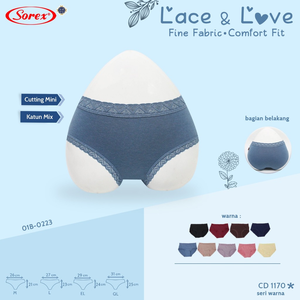 6pcs | Celana Dalam Renda Perempuan Sorex Art 1170 Katun Mix Lembut / CD Cutting Mini