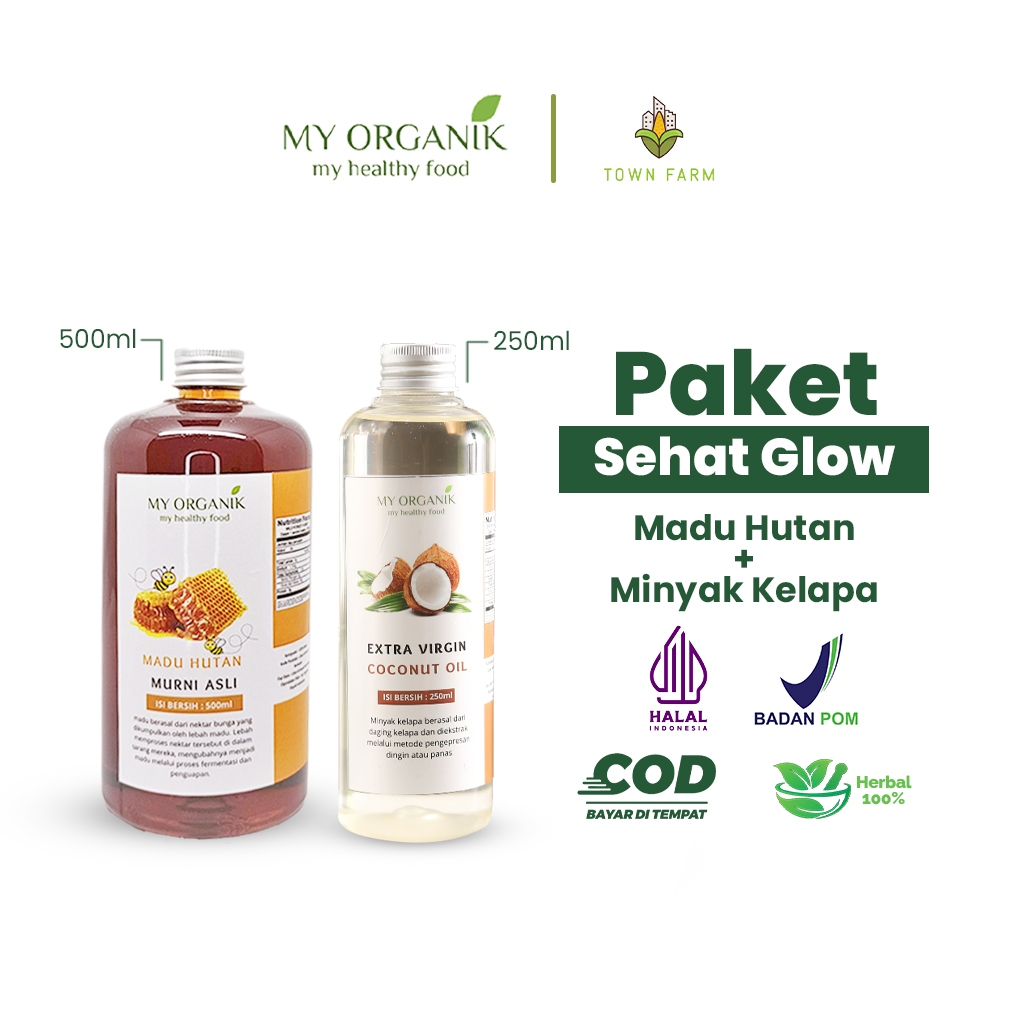 

My Organik Paket Sehat Glow Extra Virgin Coconut Oil Minyak Kelapa VCO 500ml dan Madu Hutan Murni 500ml 100% Asli