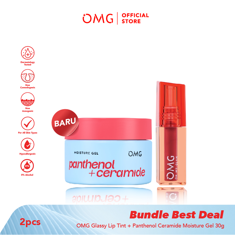 SPECIAL BUNDLE 2in1 OMG Panthenol Ceramide 30g & OMG Glassy Tint 2g - Pelembab Wajah Memperbaiki Ski