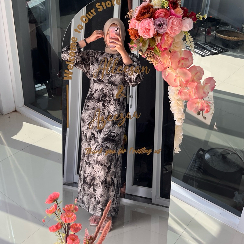 Daster Gamis Kekinian Motif Lengan Balon Dress Rayon