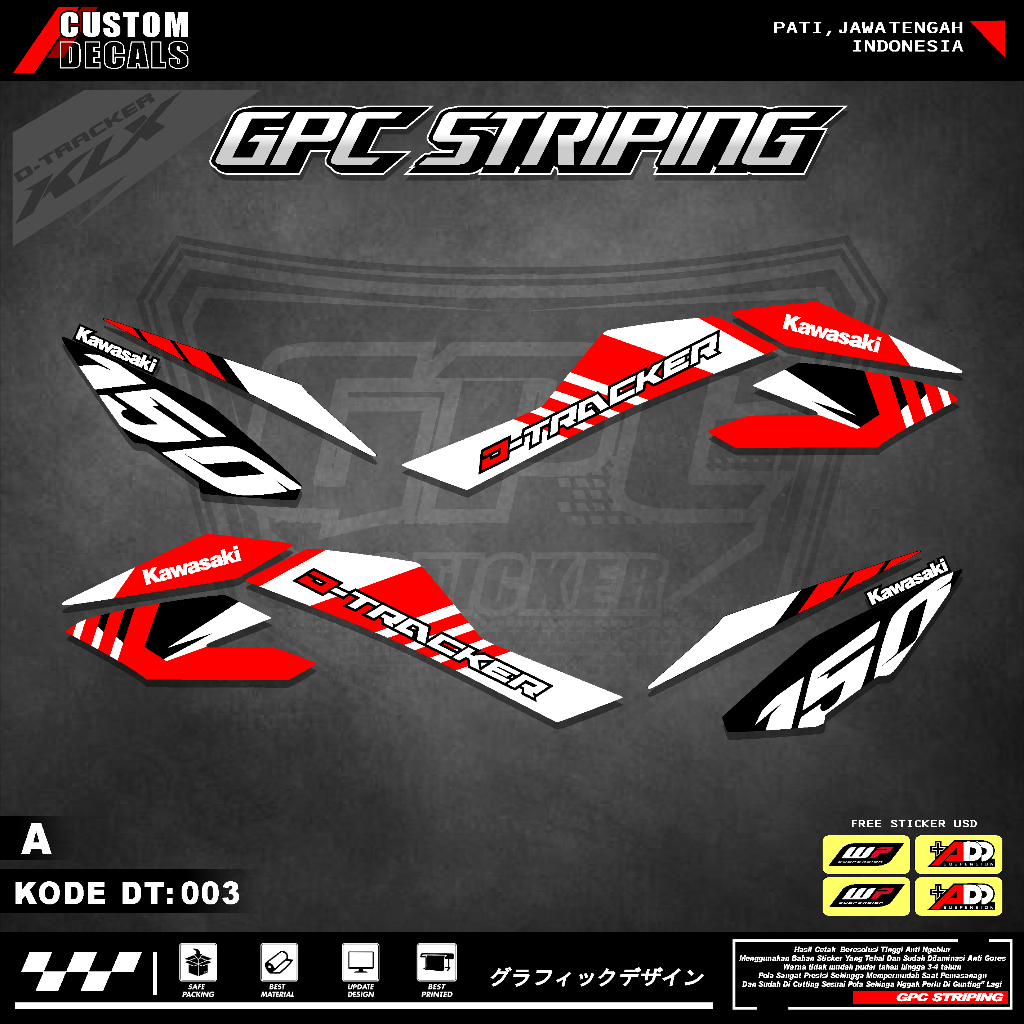 STICKER MOTOR KEREN STRIPING KAWASAKI DTRACKER150 SE Variasi Original-Sticker Variasi Kawasaki DTrac