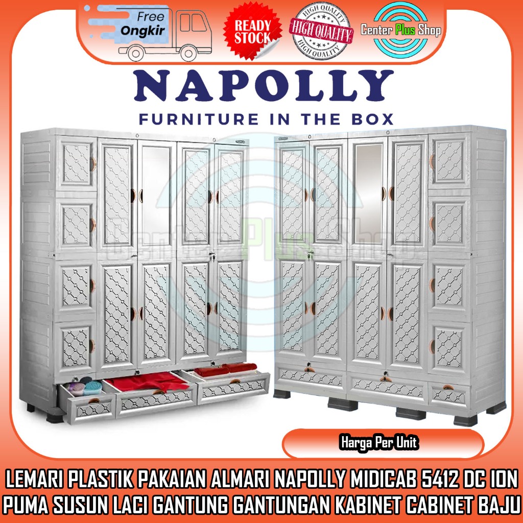 [Kargo] Napolly Midicab 5412 Dc Ion Puma Lemari Plastik Pakaian Almari Susun Rak Gantung Gantungan K