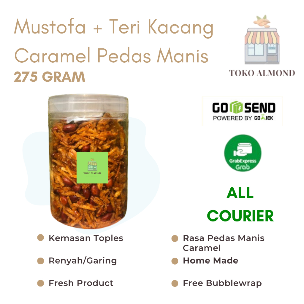 

Kentang Kering Mustofa Ikan Teri Kacang Caramel Pedas Manis 275gr