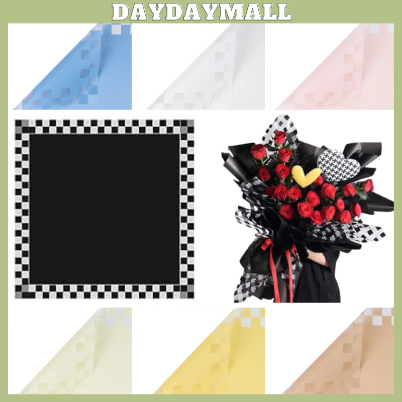 kertas buket kotak / plaid cellophane flower wrapping motif kotak 6293