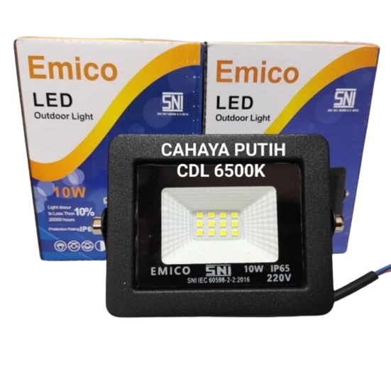 EMICO LAMPU SOROT LED PUTIH 10 WATT LED FLOOD LIGHT LED TEMBAK OUTDOOR