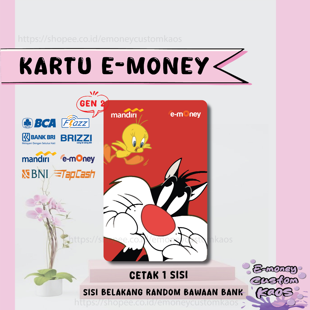 KARTU EMONEY ANIME SYLVESTER & TWEETY LOONEY TUNES MANDIRI FLAZZ BCA BNI TAPCASH BRIZZI BRI - 1 SISI