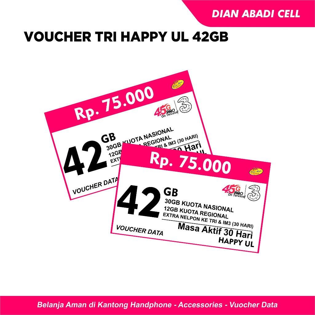 Voucher Tri Happy UL +4GB (42GB)
