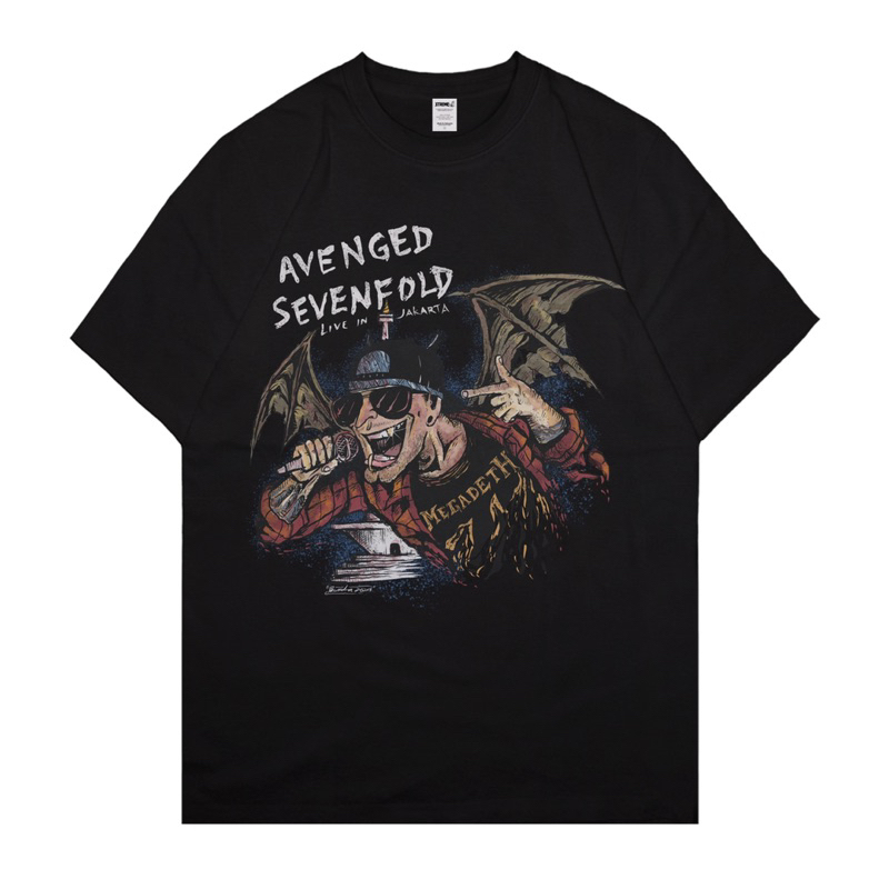 Xtrememerch Avenged Sevenfold "Live In Jakarta" Boxy Fit T Shirt Kaos Pria Wanita Original 100%