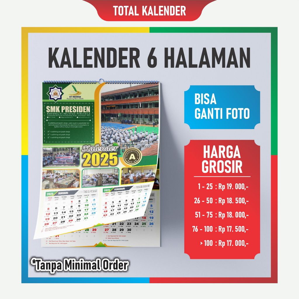 

Kalender Dinding 6 Halaman Custom Foto 2025 - Total Kalender