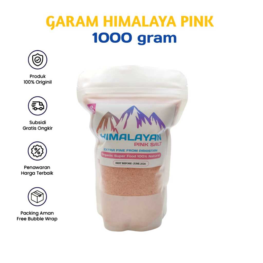 

Garam Himalaya Pink Organik Premium 1kg I Halus NON GMO