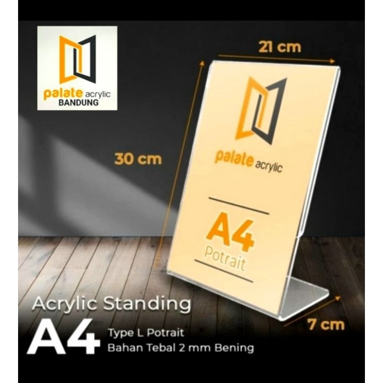 

KODE A68N ACRYLIC TENT CARD A4L PORTRAIT AKRILIK A4L TEMPAT BROSUR A4