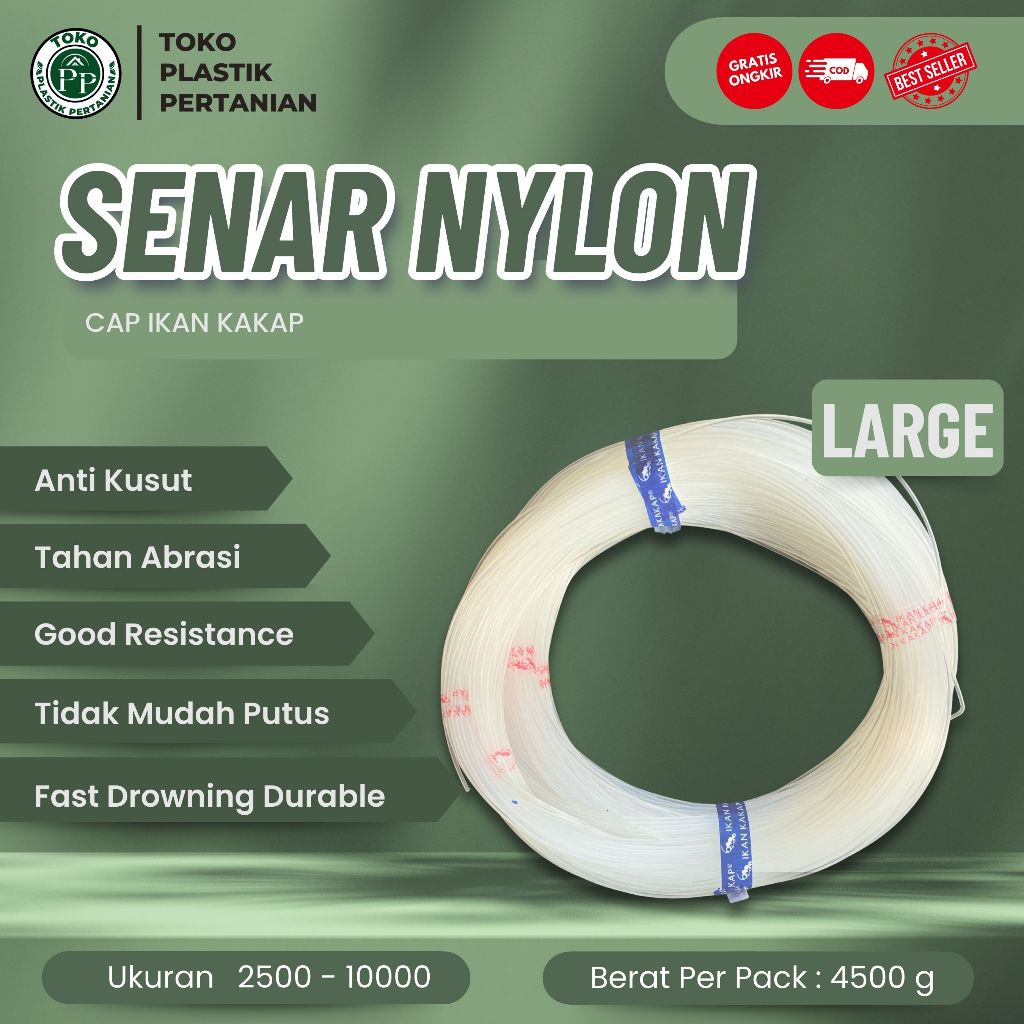 Senar Cap Ikan Kakap  Ukuran Large (2500-10000)  per Pack /Tali Senar Pancing / Senar Layangan