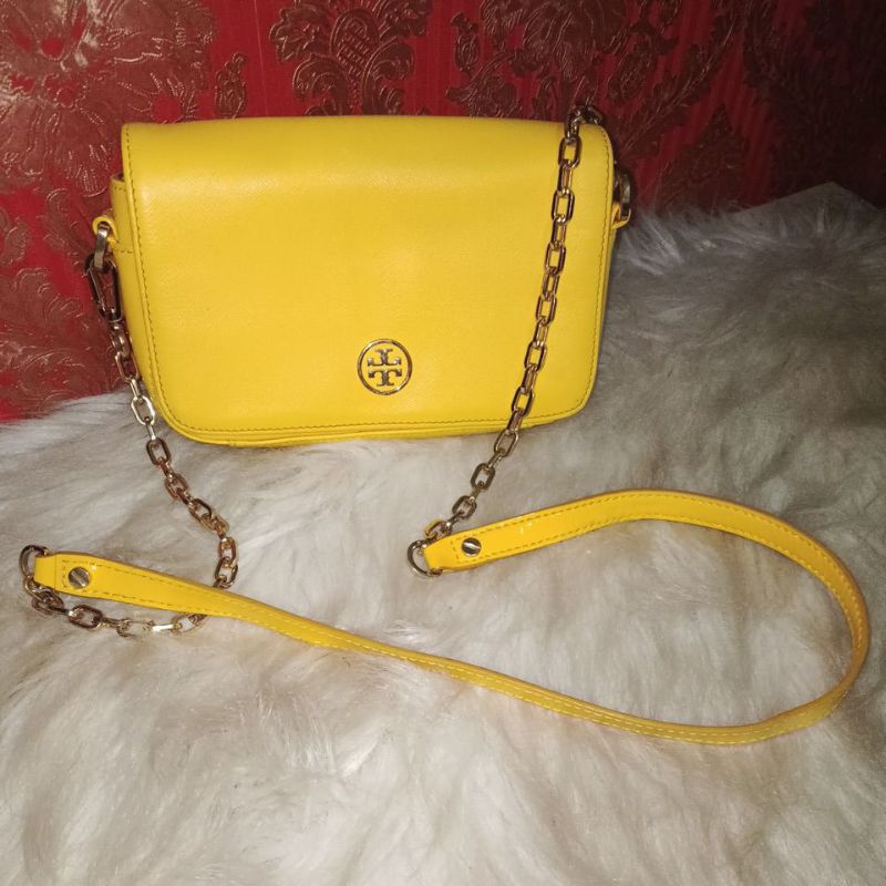 TORY BURCH Robinson Yellow Bag ORI AUTHENTIK / Tas Kuning Wanita Selempang Seken Preloved