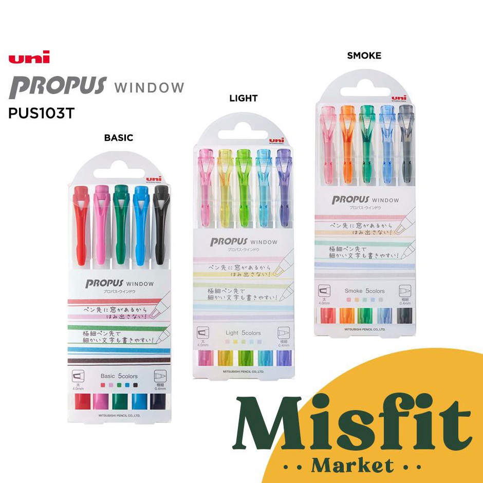 

KODE W16Q UNI Propus Window Highlighter 5 Colors Set Marker Light Basic Smoke