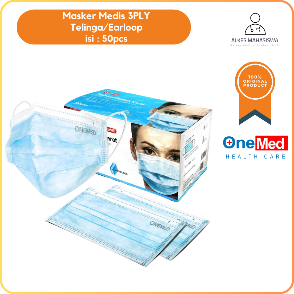 ONEMED Masker Medis Earloop Masker Medis Telinga 3PLY