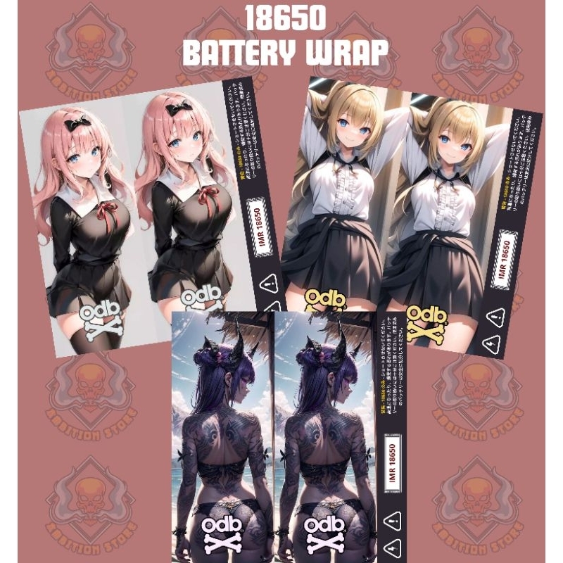 

AMBITIONSTORE - Stiker Skin Wrap Baterai 18650 Motif Waifu v8 Series - Pelindung dan Penghias Baterai 18650 Untuk Segala Merek Baterai