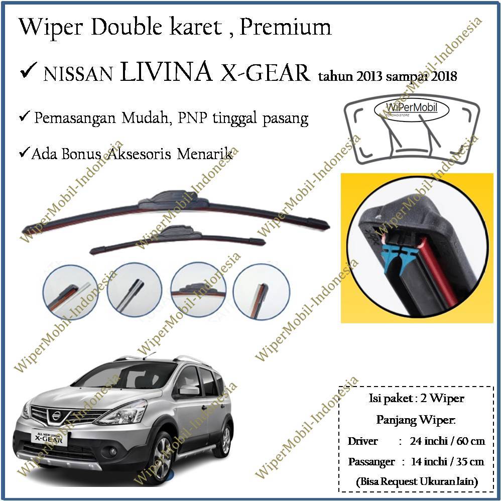 Soft Wiper Livina X-Gear X Gear tahun 2013 2014 2015 2106 2017 2018 Wiper Doubel Karet