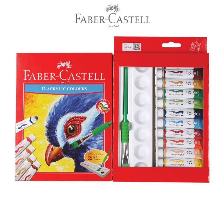 

KODE R67U Cat Akrilik FaberCastell 12 ml Acrylic Colours 12 warna