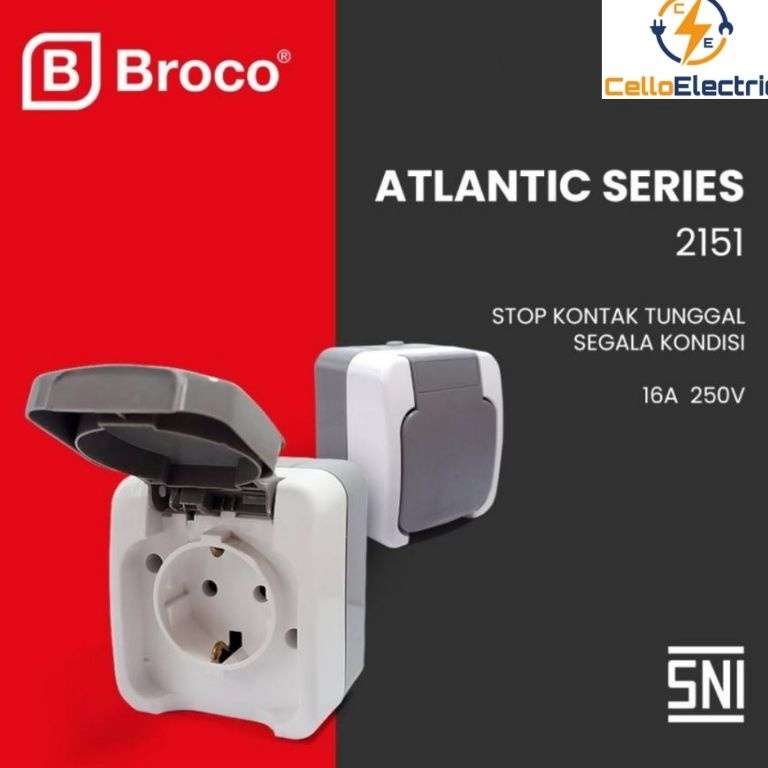 KODE Y6Q Stop Kontak Broco Atlantic 2151  StopKontak Listrik Broco Atlantic