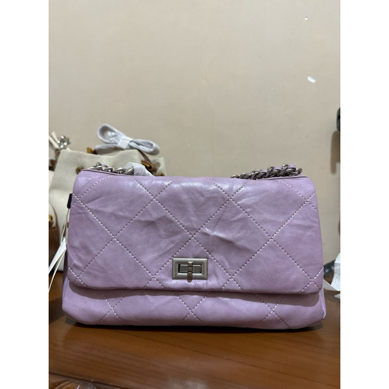 Tas selempang wanita RC rantai ungu #9135