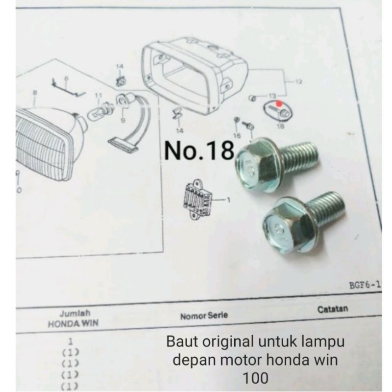 BAUT ORIGINAL UNTUK LAMPU DEPAN MOTOR HONDA WIN 100