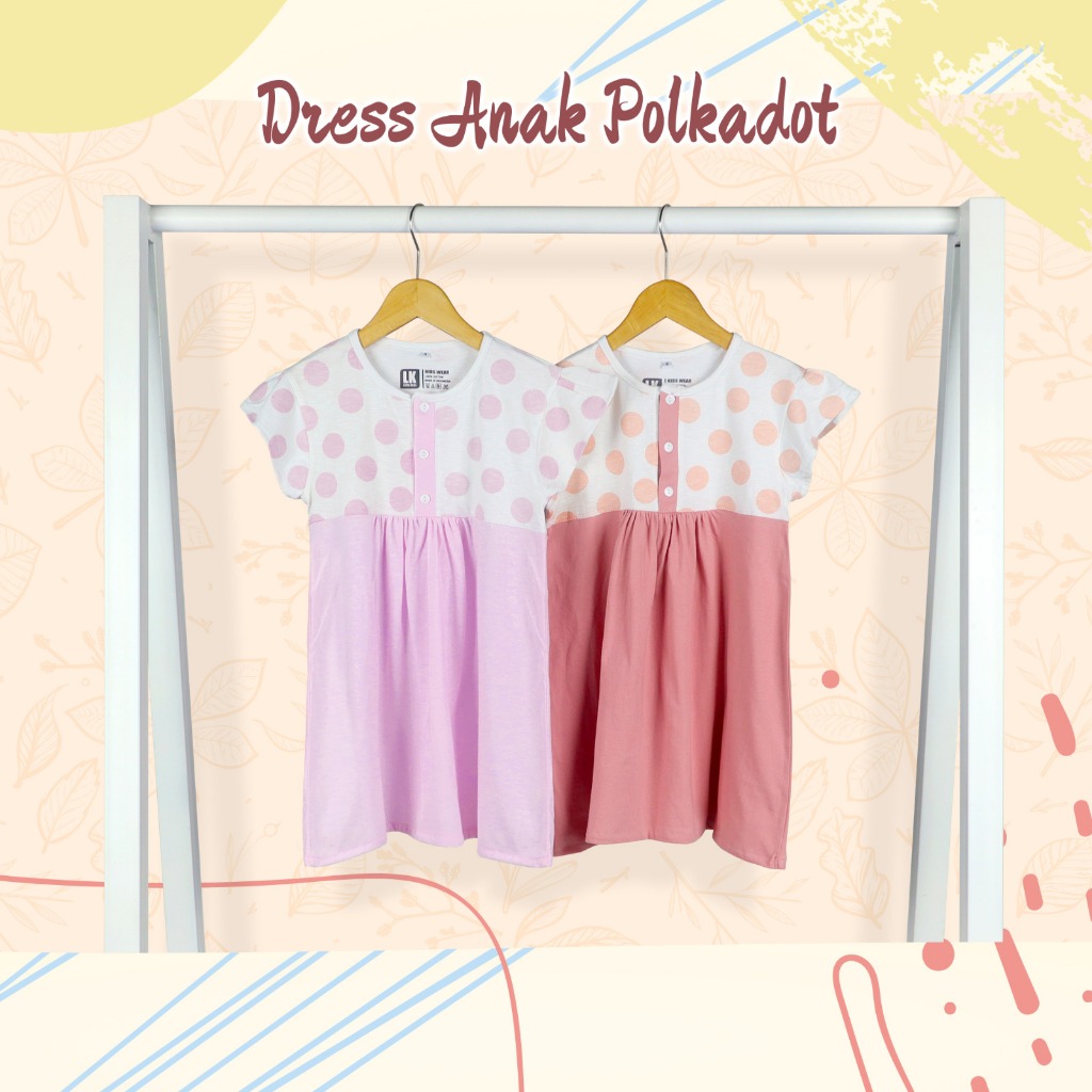 Dress Anak Perempuan Polkadot 1-6 Tahun/Dress Anak/Anak Perempuan/Dress Polkadot/Dress Perempuan Bag