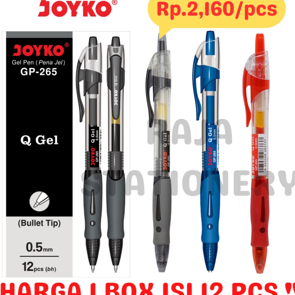 

Dipesan ya JOYKO GEL PEN QGEL GP265 PENA PULPEN JOYKO CETEK HITAM BIRU MERAH GP265 REFILL PEN QGEL GP265 BOX
