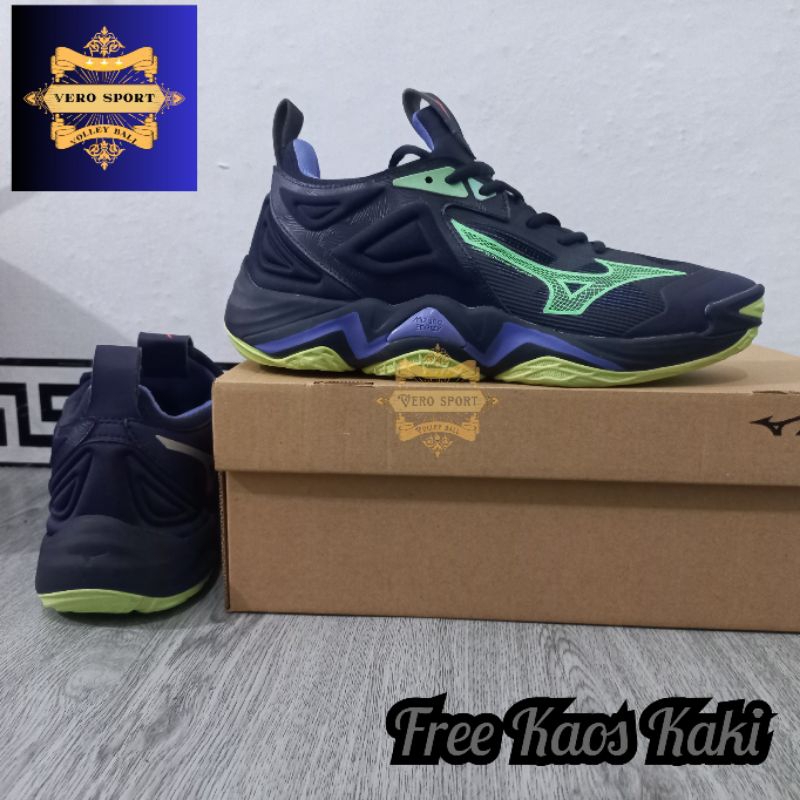 Sepatu voli Mizuno Wave Momentum 3 Low Navy Green / Sepatu Mizuno Momentum 3