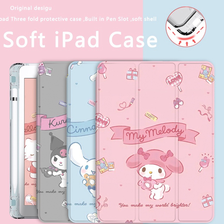 Ready StockiPad case Air6  Air5 Case iPad 9 iPad TPU Soft Silicone Case with Pen Slot Gen 1  Gen 78 