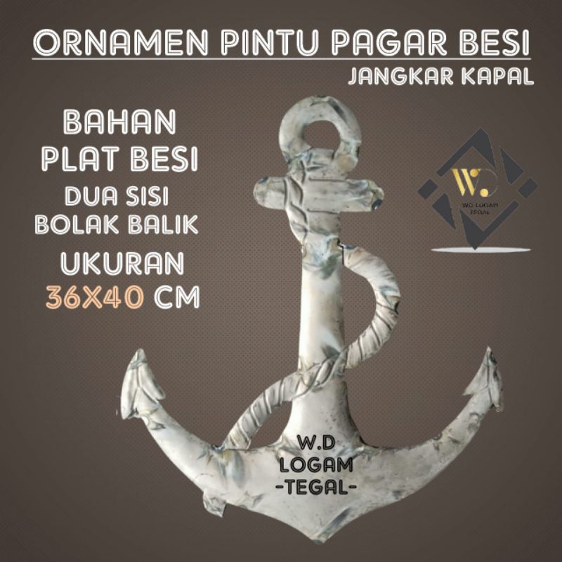 ORNAMEN JANGKAR KAPAL 36x40 DUA MUKA, HIASAN PINTU PAGAR BESI