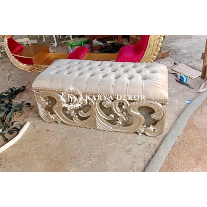 stool pelaminan kerawang mahoni / stool pernikahan pendek / stool pelaminan clasic