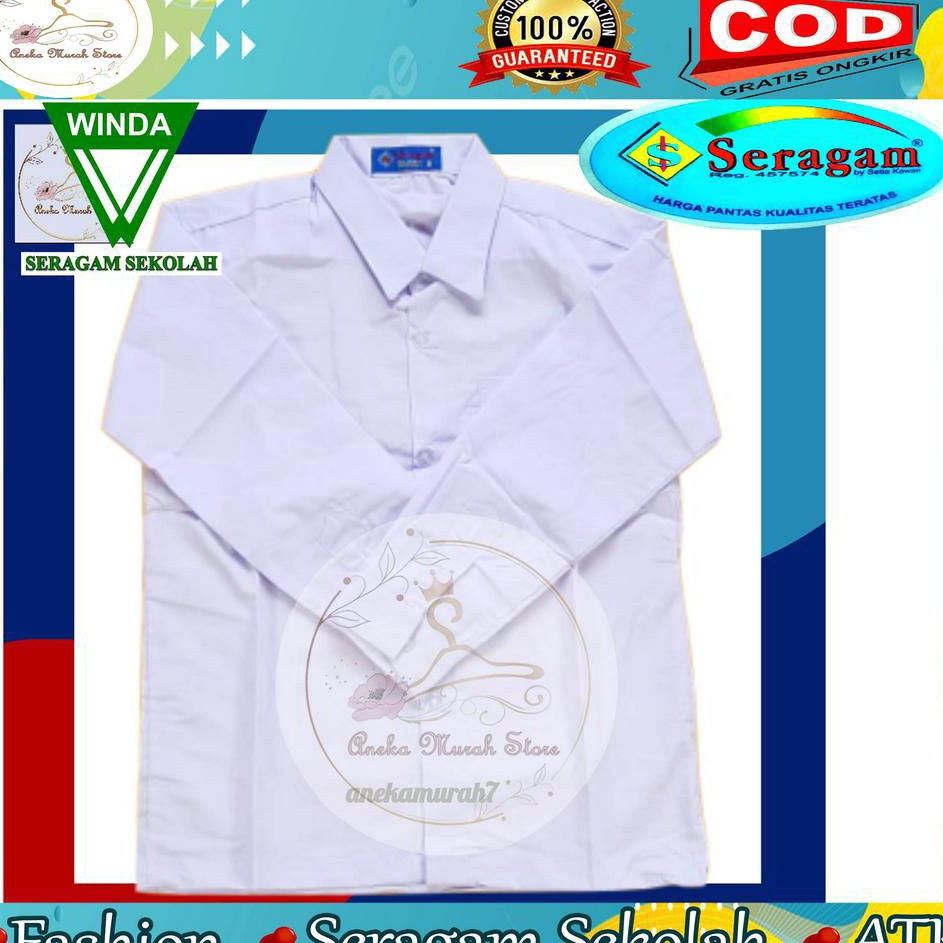 Langsung Beli  Seragam Sekolah Baju Putih Lengan Panjang Ukuran 7 sampai 2 Merek Seragam Dan Winda S