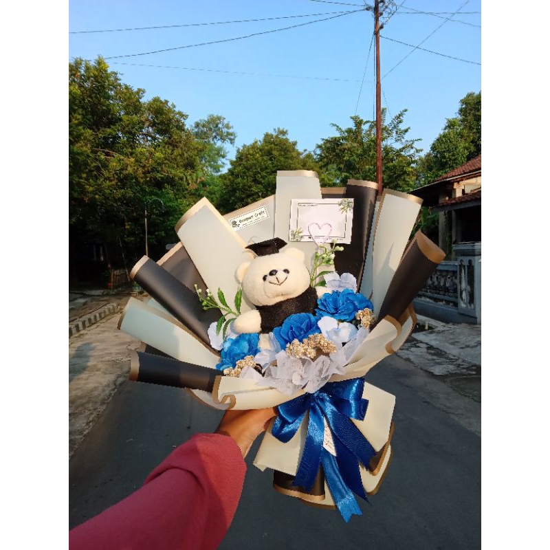 Buket boneka/buket wisuda/ buket sidang bunga artificial+bunga kering
