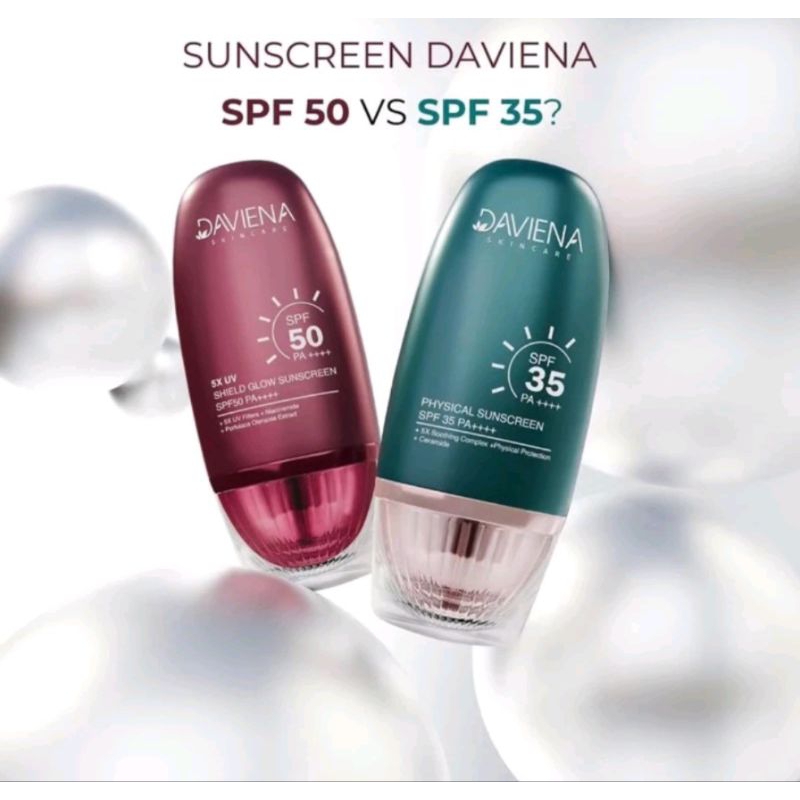 SUNCREEN DAVIENA SKINCARE SPF 50 DAN SPF 35 ORIGINAL 30 ML BPOM DAVIENA DAVINA SUNCREEN