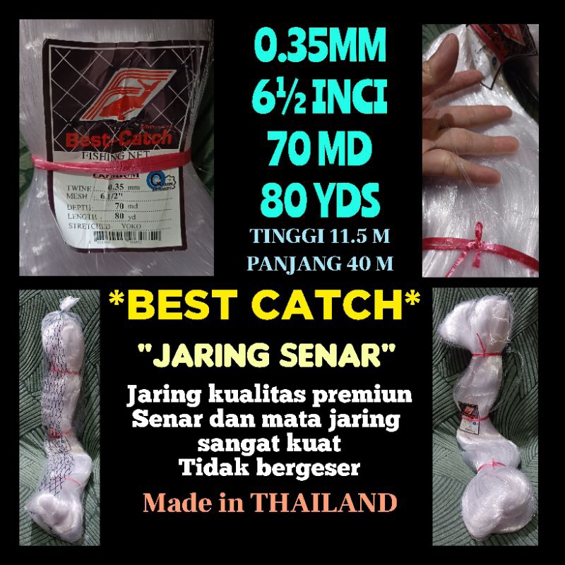 JARING SENAR BESTCATCH 0.35MM 6½ YOKO DOUBLE KNOT FISHING NET SUPER THAILAND JARING BEST CATCH JARIN