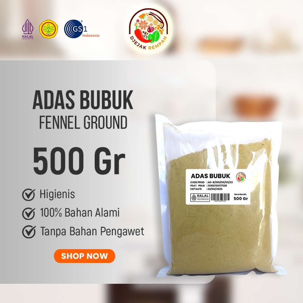 

Adas Bubuk/ Fannel Powder (Kemasan 100 Gr - 1 Kg Gr)