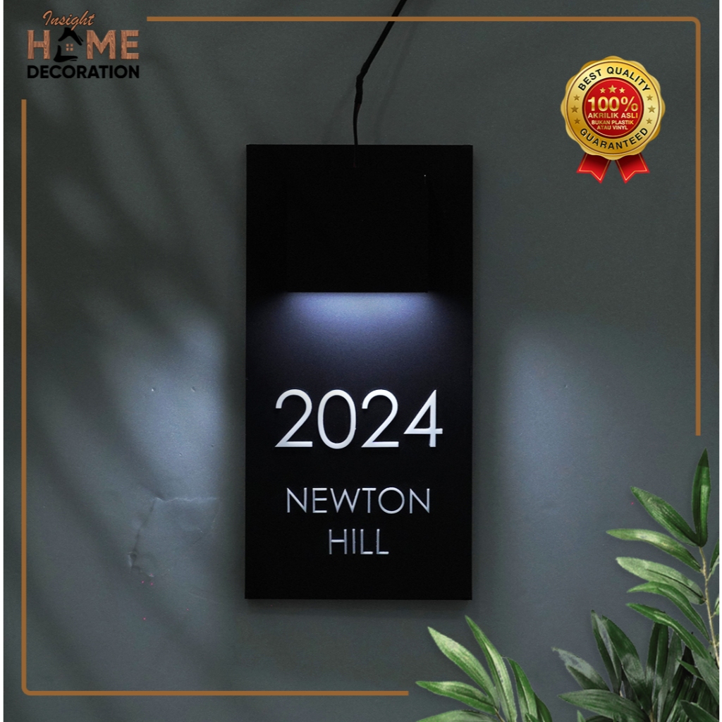 Nomor Rumah Akrilik LED Papan Alamat Rumah Minimalis Modern Exclusive