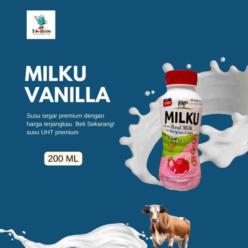 

MILKU SUSU SAPI BOTOL UHT ORIGINAL 200ML MADE WITH REAL MILK BELGIAN WINGSFOOD TERMURAH