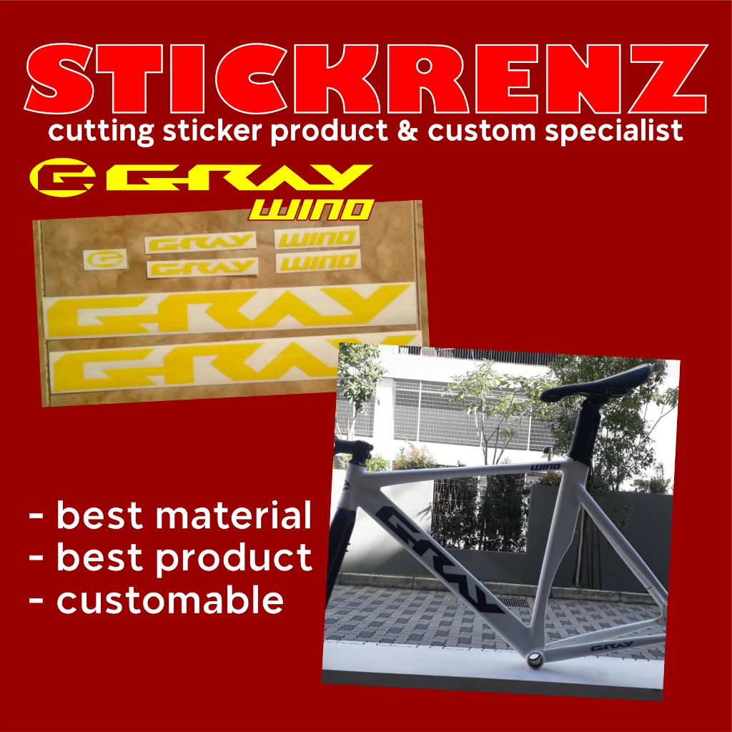 Cutting Sticker Stiker Frame Sepeda Roadbike Fixie Gray Wino 01 Custom