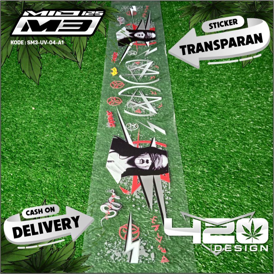 Stiker Striping UV Mio M3 Transparan - Stiker Mio M3 Transparan Lady Satanic - SM3-UV