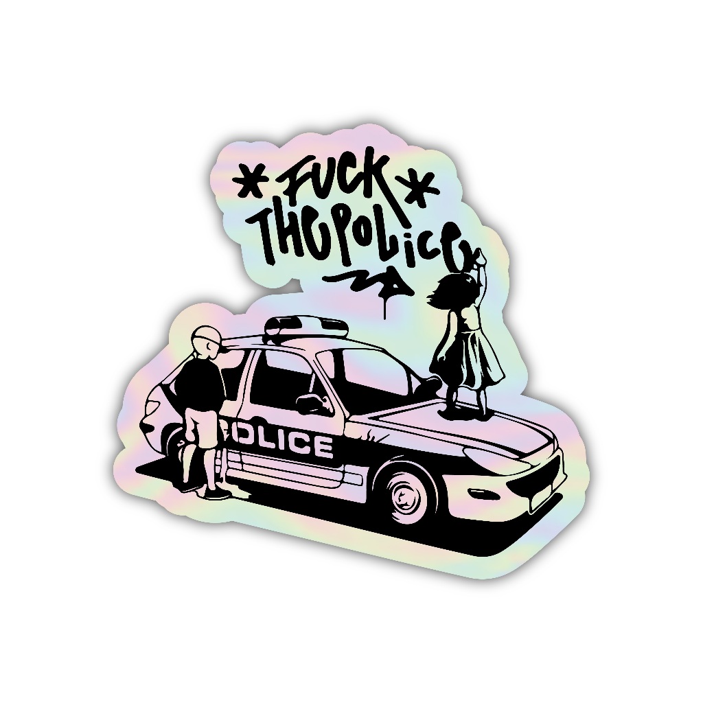 

Z222 sticker f**k the police, stiker hologram satuan