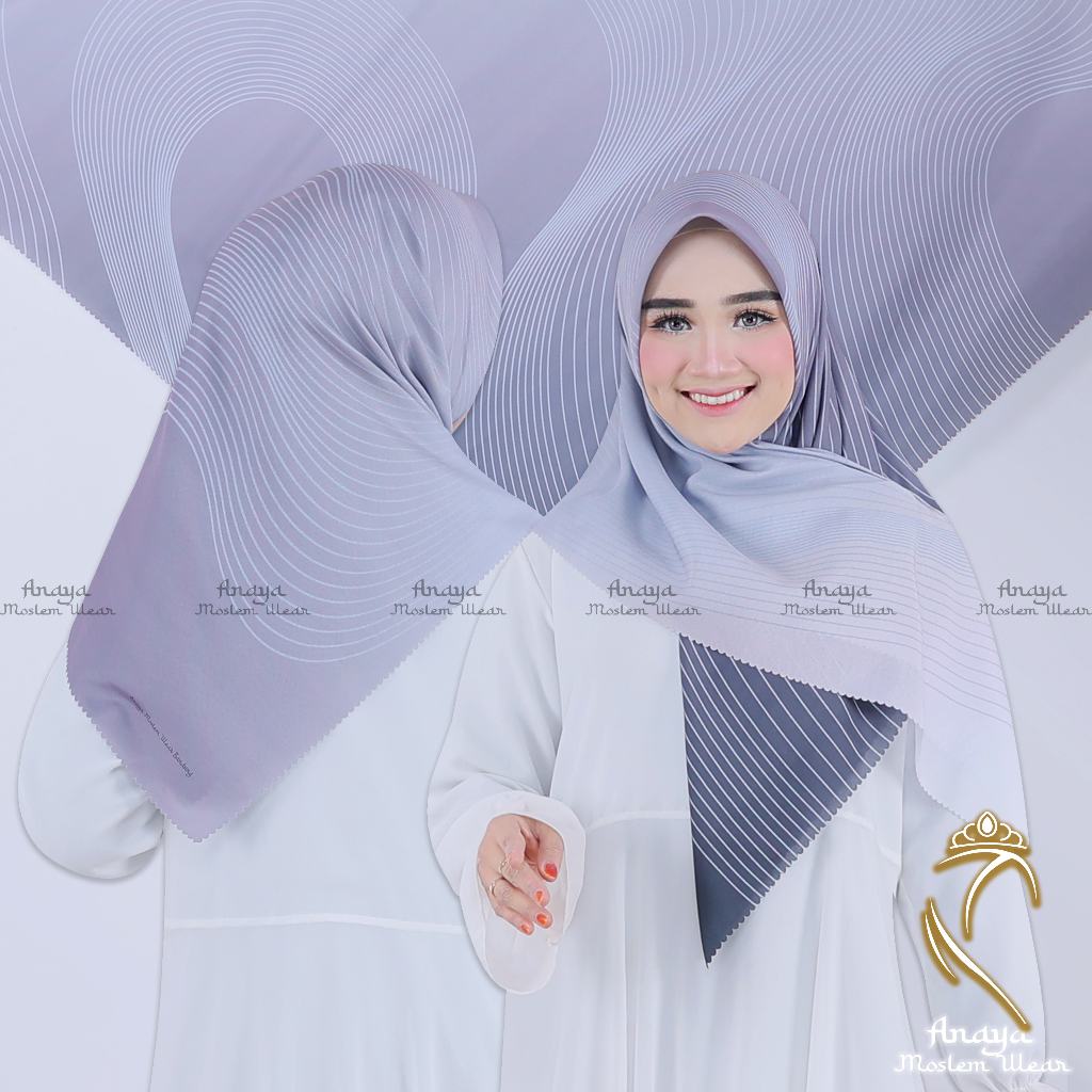 Jilbab Segi Empat 110cmx110cm Voal Print /sublim - Motif Gradasi Ungu Anaya-19