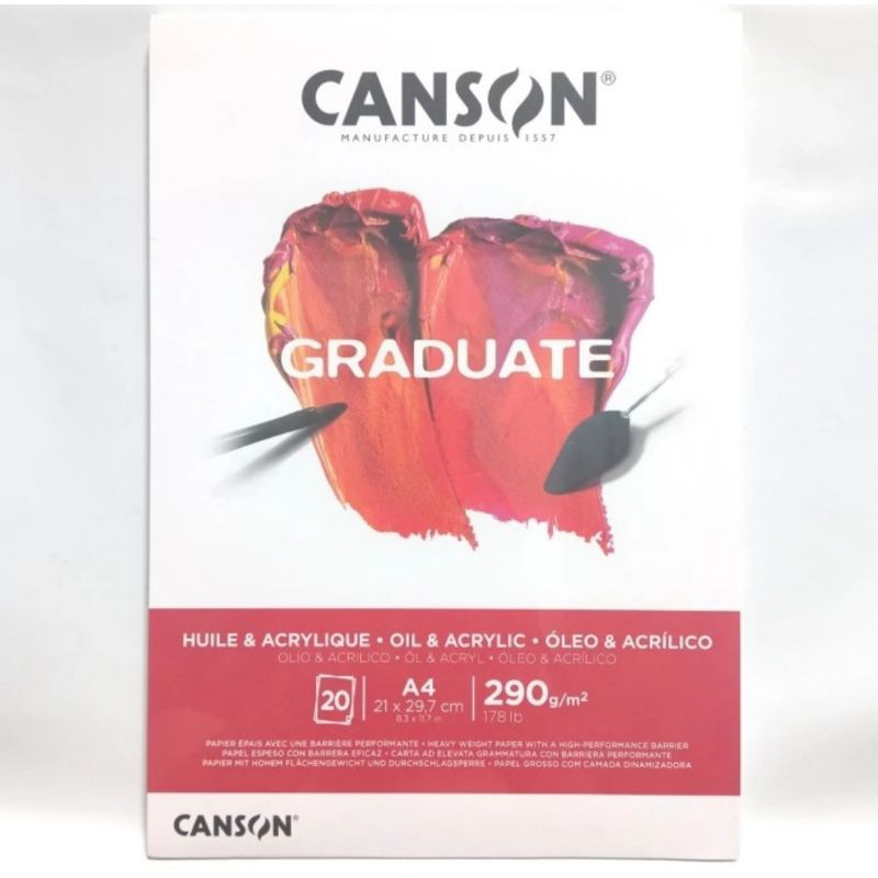 

Canson Graduate A4 Oil & Acrylic Heavy Weight Paper 20 Sheets 290 Gsm