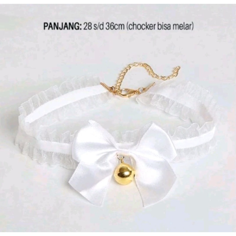 Choker chocker kalung sexy leher pita wanita white (PRELOVED)