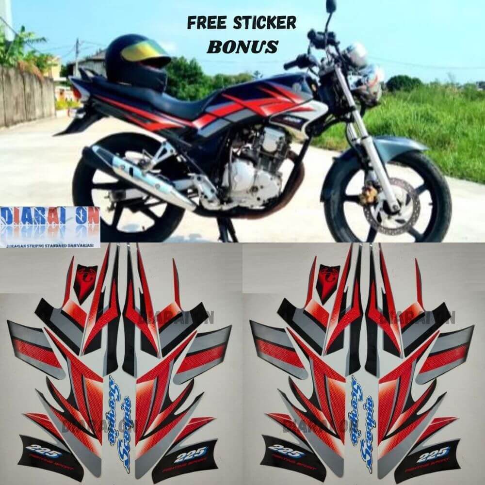 Striping Stiker Yamaha Scorpio 2004 - Scorpio Steko Merah Murah